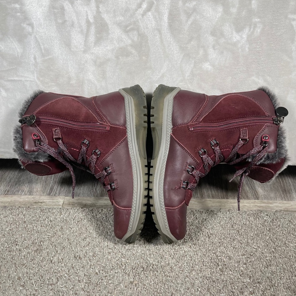 Santana Canada Women's Boots‎ Waterproof Fur Winter Snow Outdoor 8_39 Maroon - Picture 8 of 9